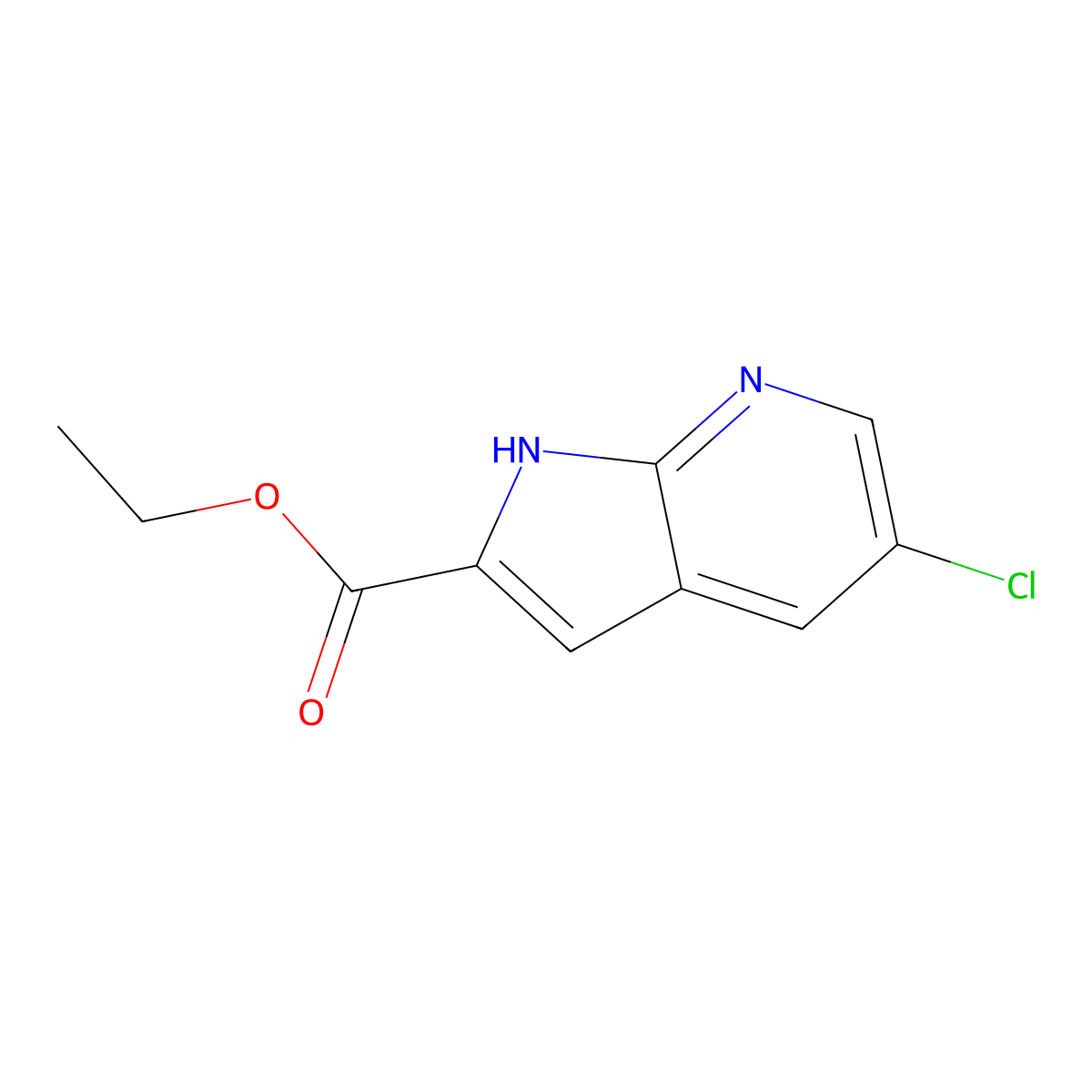 1H-Pyrrolo(2,3-b)pyridine-2-carboxylic acid, 5-chloro-, ethyl ester molecular structure, CAS 1083181-28-5
