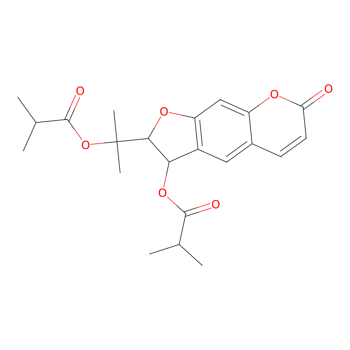 2-(3-(Isobutyryloxy)-7-oxo-2,3-dihydro-7H-furo[3,2-g]chromen-2-yl)propan-2-yl isobutyrate molecular structure, CAS 1083192-70-4