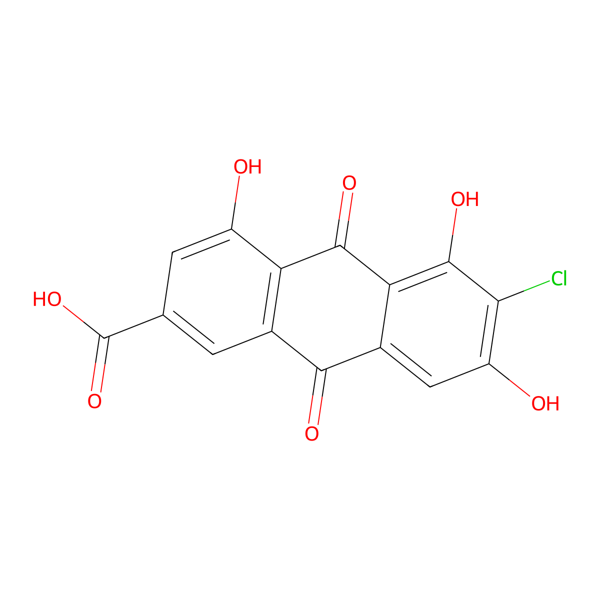 6-Chloro-4,5,7-trihydroxy-9,10-dioxo-9,10-dihydroanthracene-2-carboxylic acid molecular structure, CAS 1083192-83-9