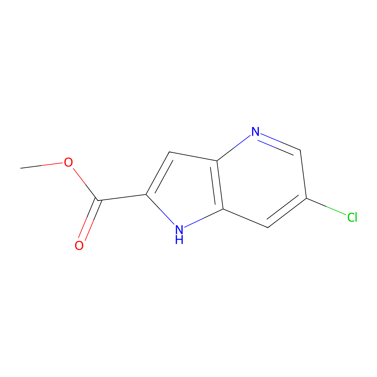 Methyl 6-chloro-1H-pyrrolo[3,2-b]pyridine-2-carboxylate molecular structure, CAS 1083196-33-1