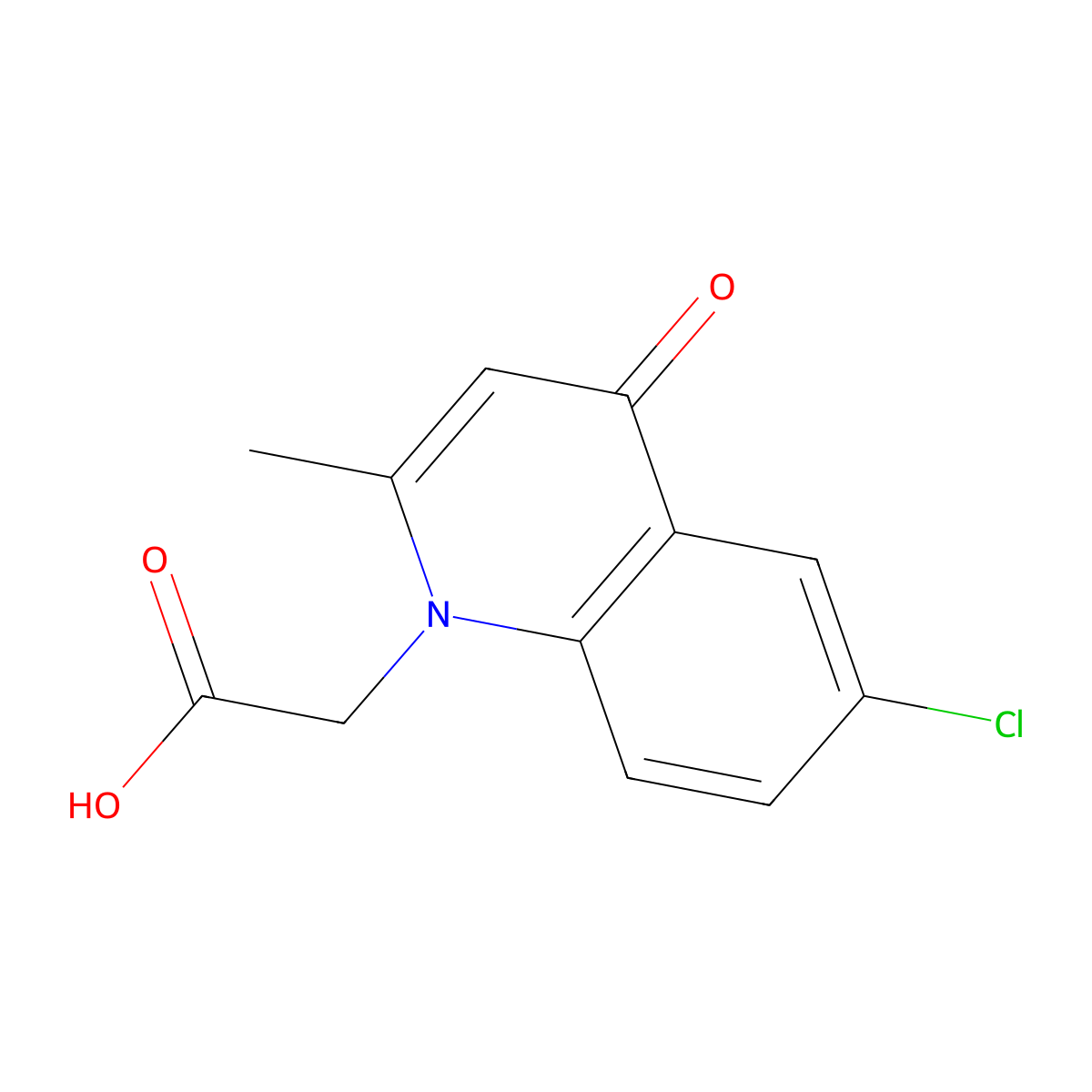 2-(6-chloro-2-methyl-4-oxoquinolin-1(4H)-yl)acetic acid molecular structure, CAS 1083197-18-5
