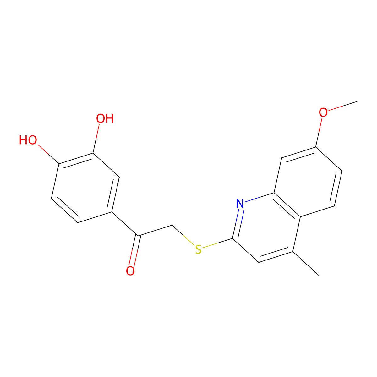 1-(3,4-Dihydroxyphenyl)-2-[(7-methoxy-4-methylquinolin-2-yl)sulfanyl]ethanone molecular structure, CAS 1083197-45-8