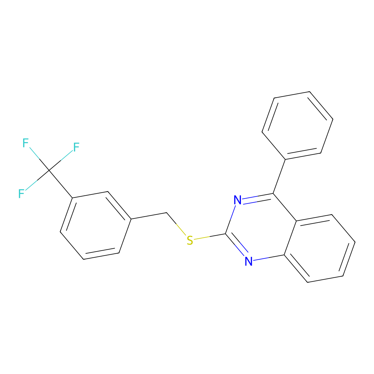 4-Phenyl-2-({[3-(trifluoromethyl)phenyl]methyl}sulfanyl)quinazoline molecular structure, CAS 1083197-46-9