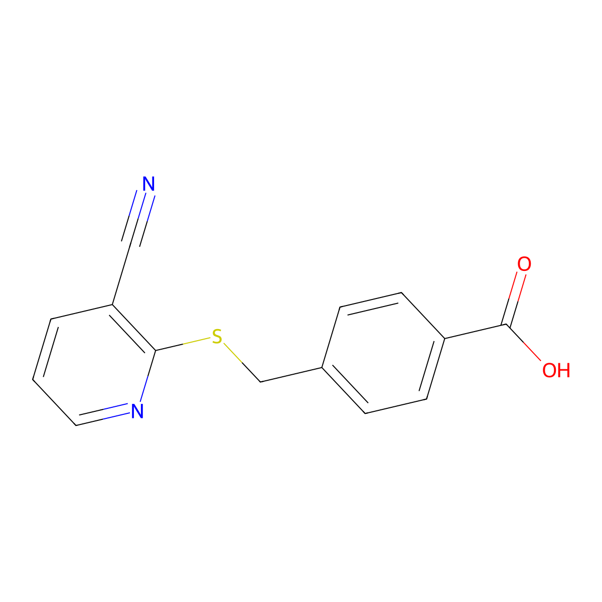 4-{[(3-Cyanopyridin-2-yl)sulfanyl]methyl}benzoic acid molecular structure, CAS 1083197-48-1