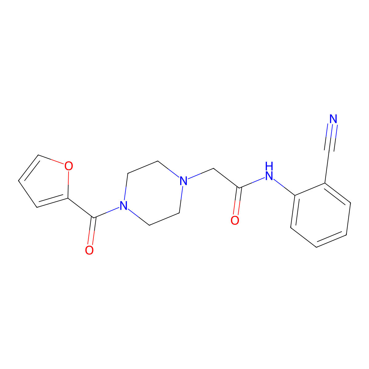 N-(2-cyanophenyl)-2-[4-(furan-2-carbonyl)piperazin-1-yl]acetamide molecular structure, CAS 1083198-99-5
