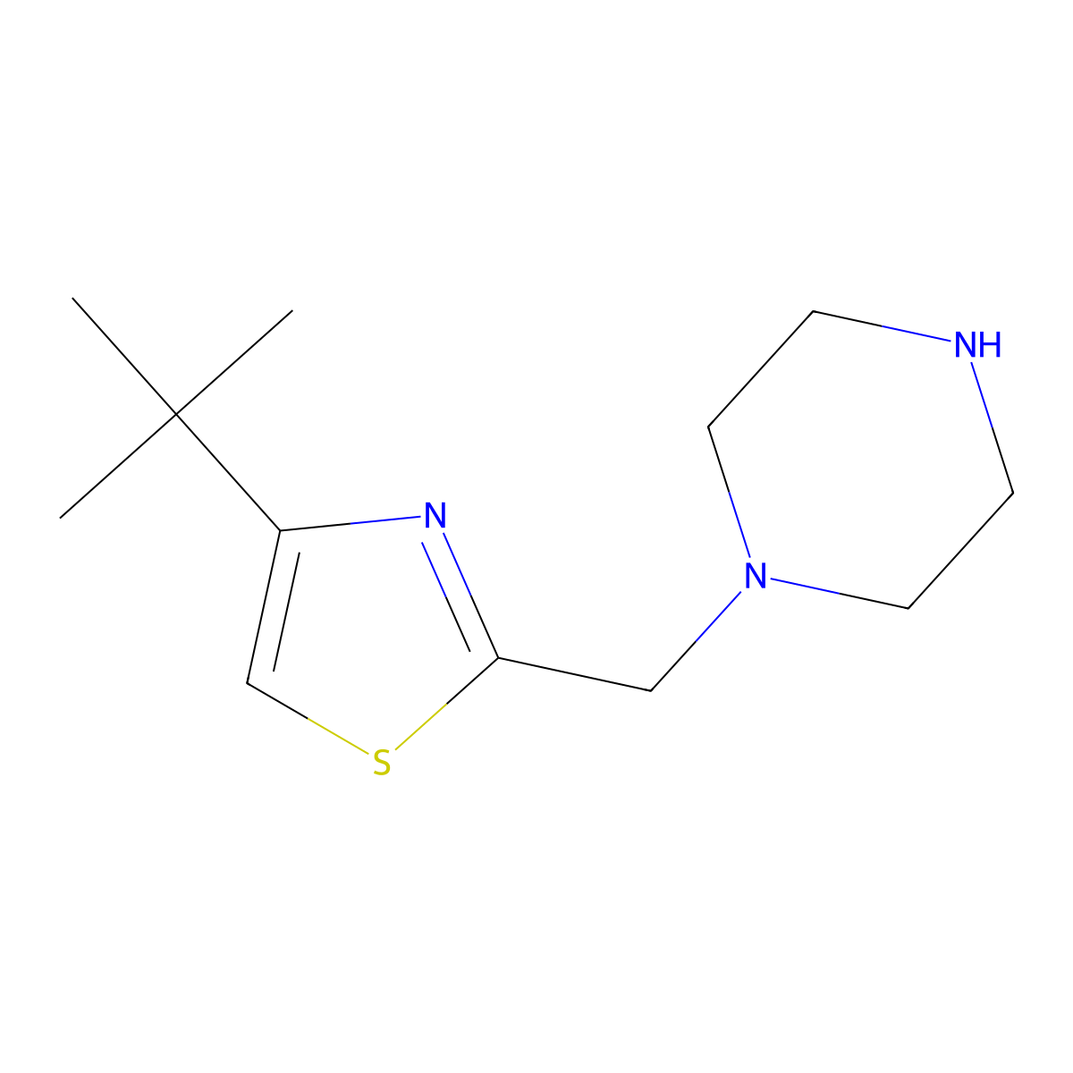 1-[(4-Tert-butyl-1,3-thiazol-2-yl)methyl]piperazine molecular structure, CAS 1083201-70-0