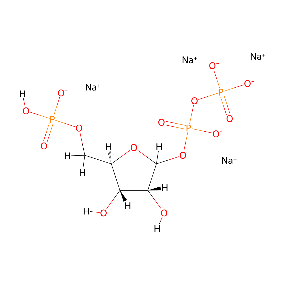 Tetrasodium;[[(3R,4S,5R)-3,4-dihydroxy-5-[[hydroxy(oxido)phosphoryl]oxymethyl]oxolan-2-yl]oxy-oxidophosphoryl] phosphate molecular structure, CAS 108321-05-7
