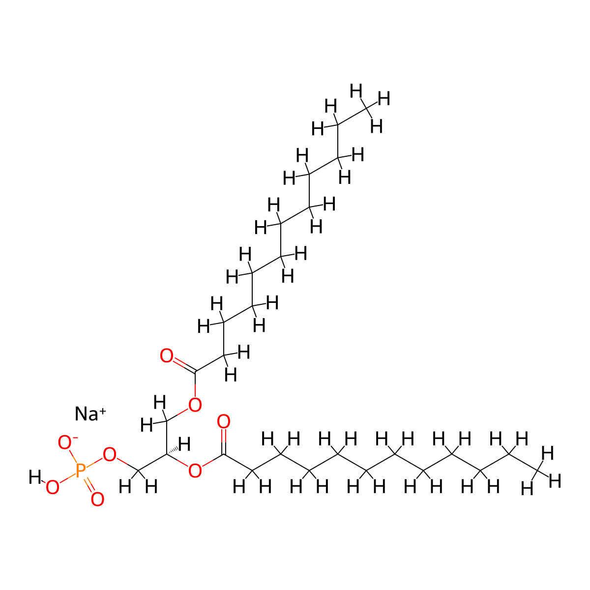 Sodium (2R)-2,3-bis(dodecanoyloxy)propyl hydrogen phosphate molecular structure, CAS 108321-06-8