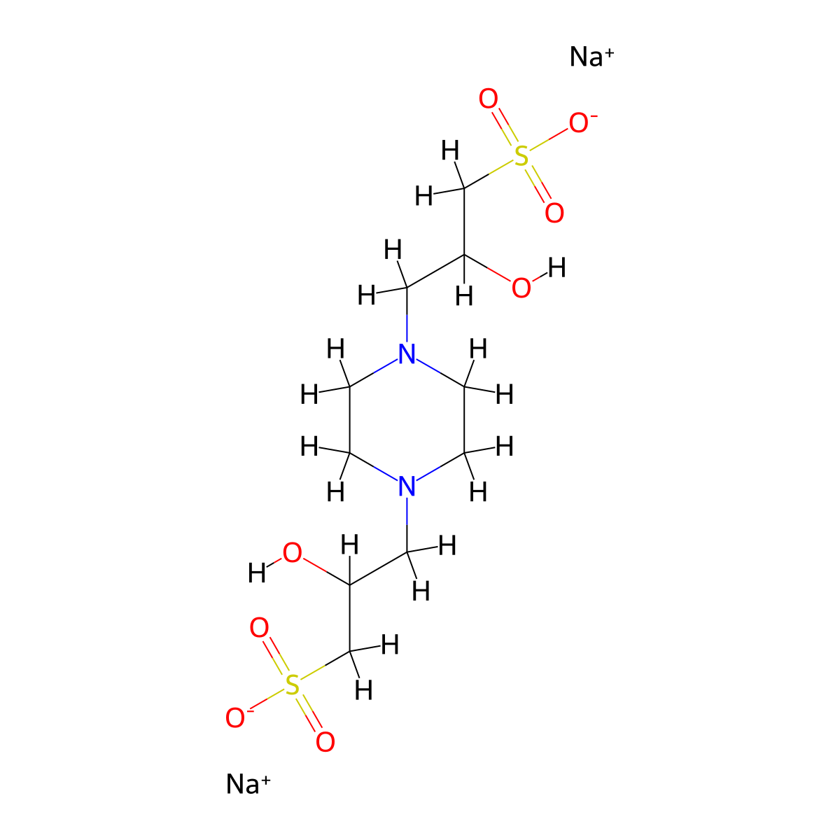3,3'-(Piperazine-1,4-diyl)bis(2-hydroxypropane-1-sulfonic acid), disodium salt molecular structure, CAS 108321-07-9