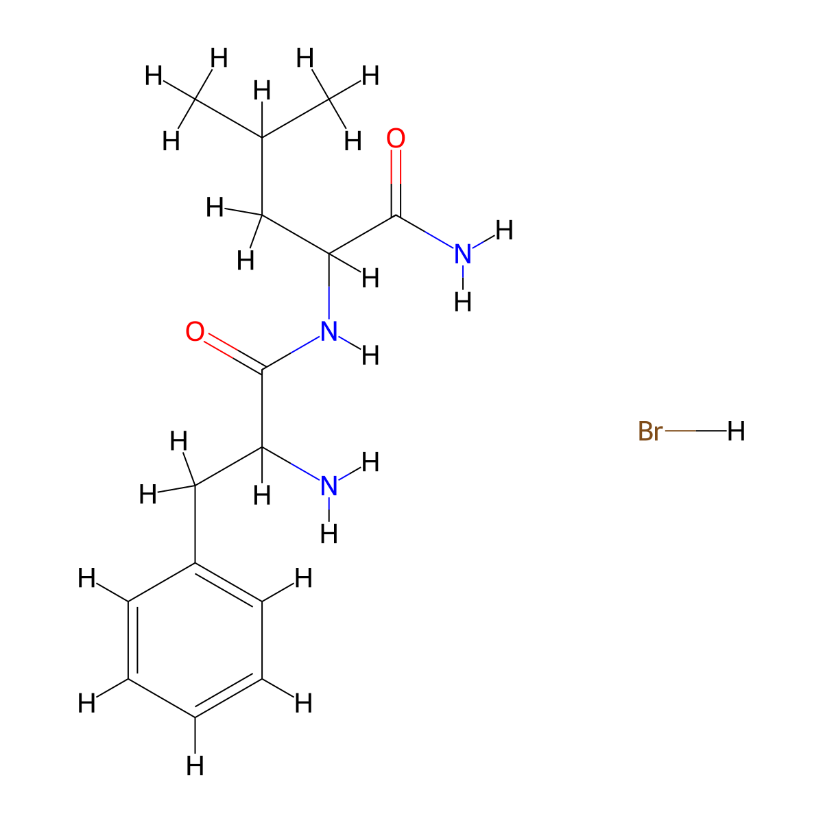 2-[(2-Amino-3-phenylpropanoyl)amino]-4-methylpentanamide;hydrobromide molecular structure, CAS 108321-16-0