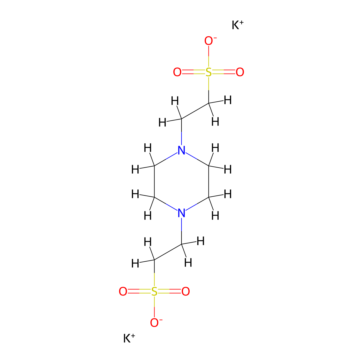 1,4-Piperazinediethanesulfonic acid, potassium salt (1:2) molecular structure, CAS 108321-27-3