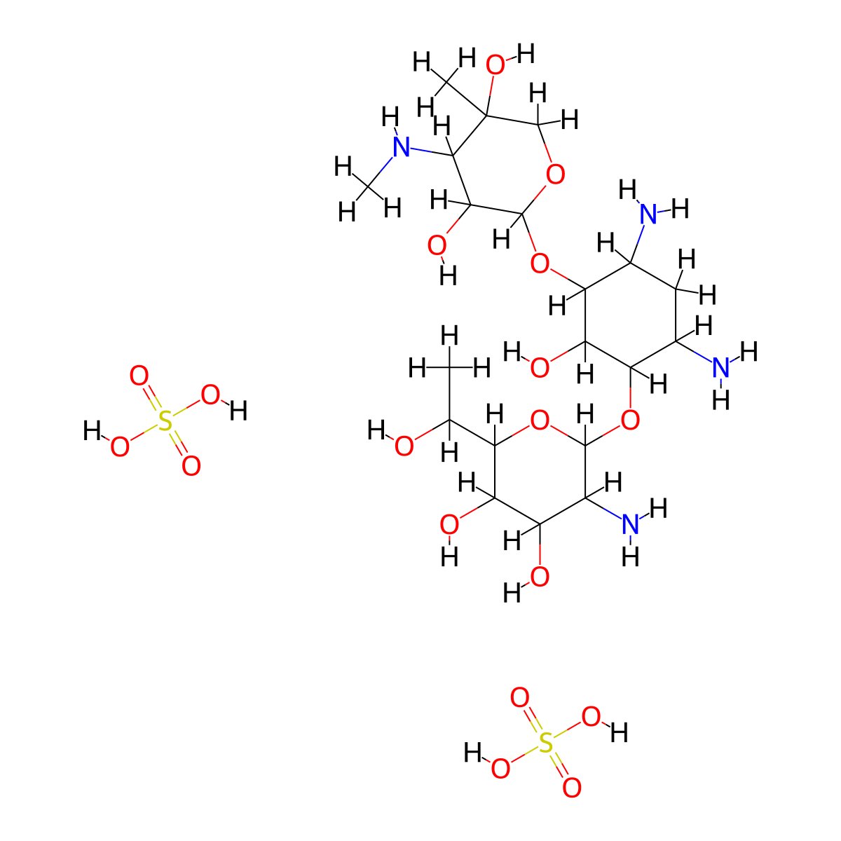 Geneticin sulfate molecular structure, CAS 108321-42-2
