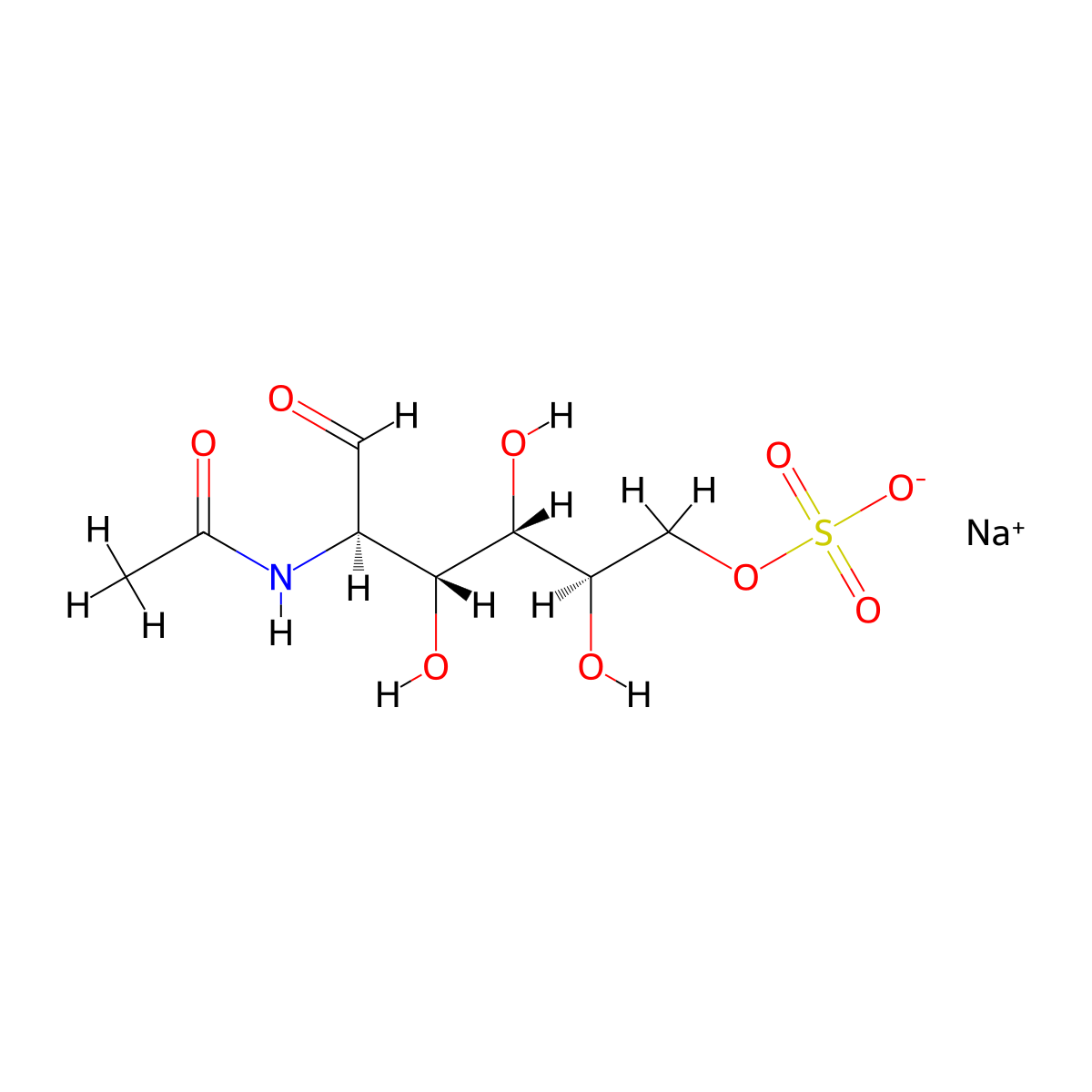 Sodium (2R,3S,4R,5R)-5-acetamido-2,3,4-trihydroxy-6-oxohexyl sulfate molecular structure, CAS 108321-79-5