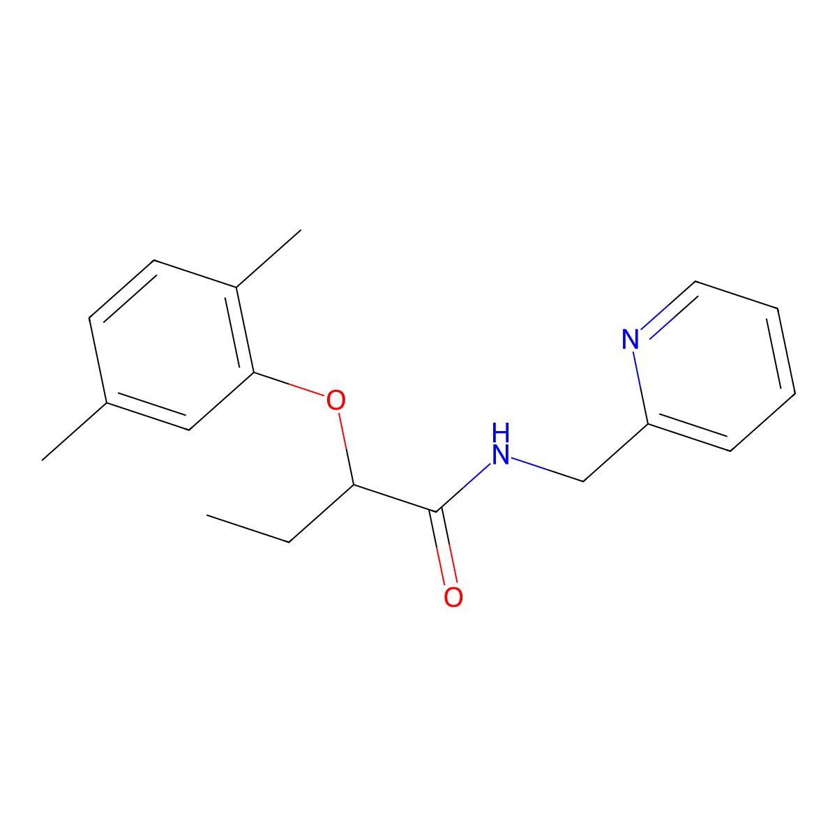 2-(2,5-dimethylphenoxy)-N-(pyridin-2-ylmethyl)butanamide molecular structure, CAS 1083214-24-7