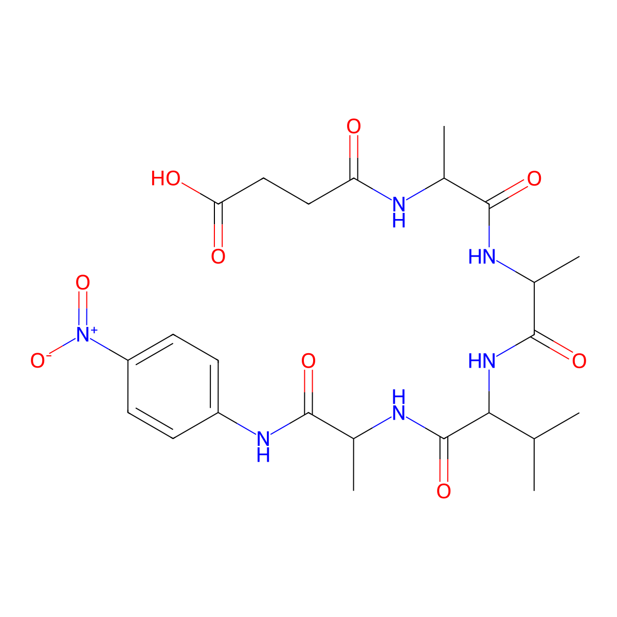 N-Succinyl-Ala-Ala-Val-Ala p-nitroanilide molecular structure, CAS 108322-03-8