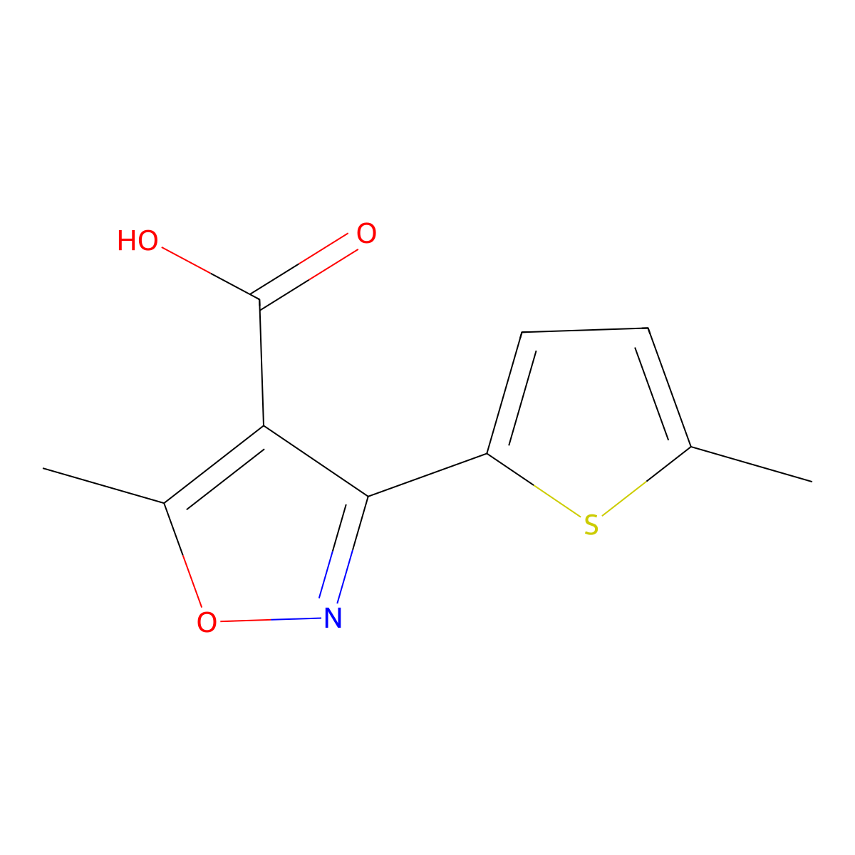 5-Methyl-3-(5-methylthiophen-2-yl)isoxazole-4-carboxylic acid molecular structure, CAS 1083224-09-2