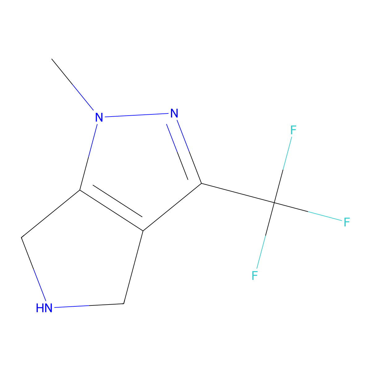 1-Methyl-3-(trifluoromethyl)-1,4,5,6-tetrahydropyrrolo[3,4-c]pyrazole molecular structure, CAS 1083224-56-9