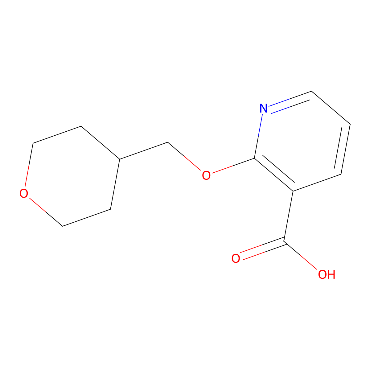 2-(Tetrahydro-2H-pyran-4-ylmethoxy)nicotinic Acid molecular structure, CAS 1083224-67-2