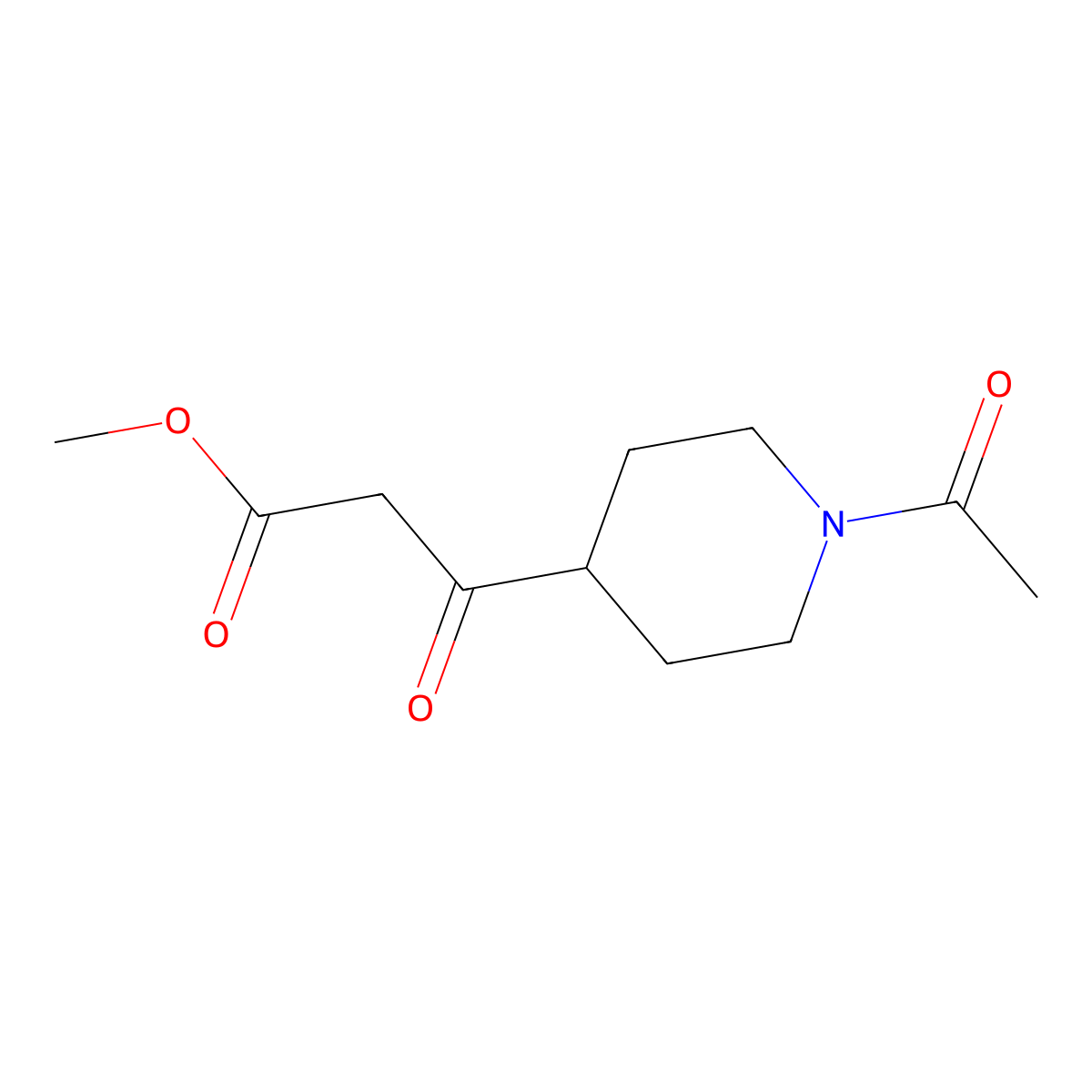Methyl 3-(1-acetylpiperidin-4-yl)-3-oxopropanoate molecular structure, CAS 1083229-82-6
