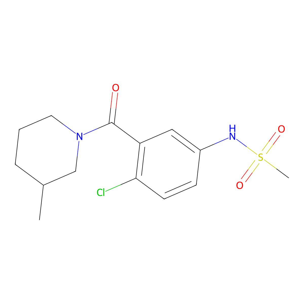 N-{4-chloro-3-[(3-methylpiperidin-1-yl)carbonyl]phenyl}methanesulfonamide molecular structure, CAS 1083242-33-4