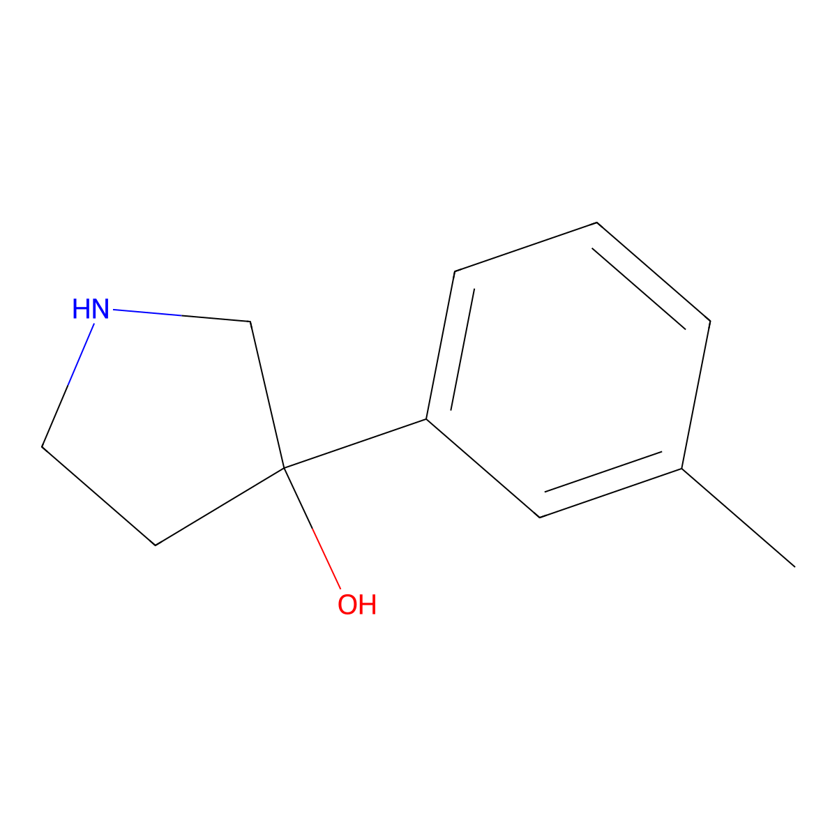 3-(3-Methylphenyl)-3-pyrrolidinol HCl molecular structure, CAS 1083246-10-9