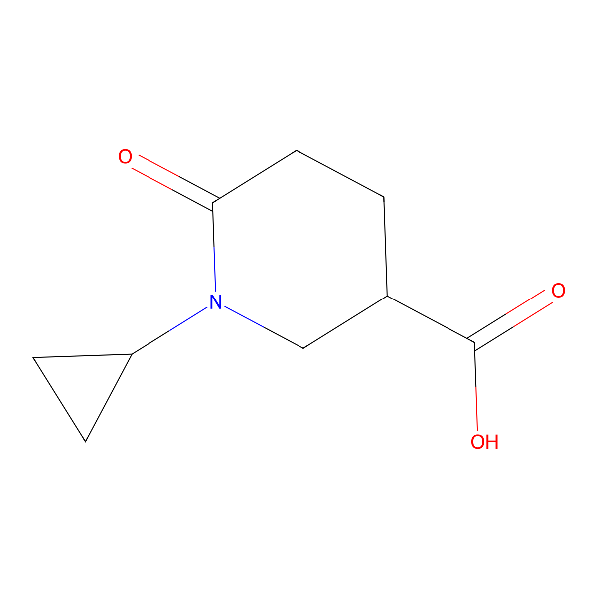1-Cyclopropyl-6-oxopiperidine-3-carboxylic acid molecular structure, CAS 1083246-40-5