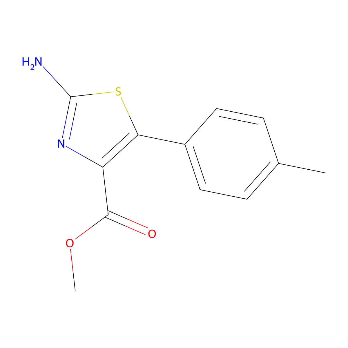 2-Amino-5-(4-methyl-phenyl)-thiazole-4-carboxylic acid methyl ester molecular structure, CAS 1083282-65-8