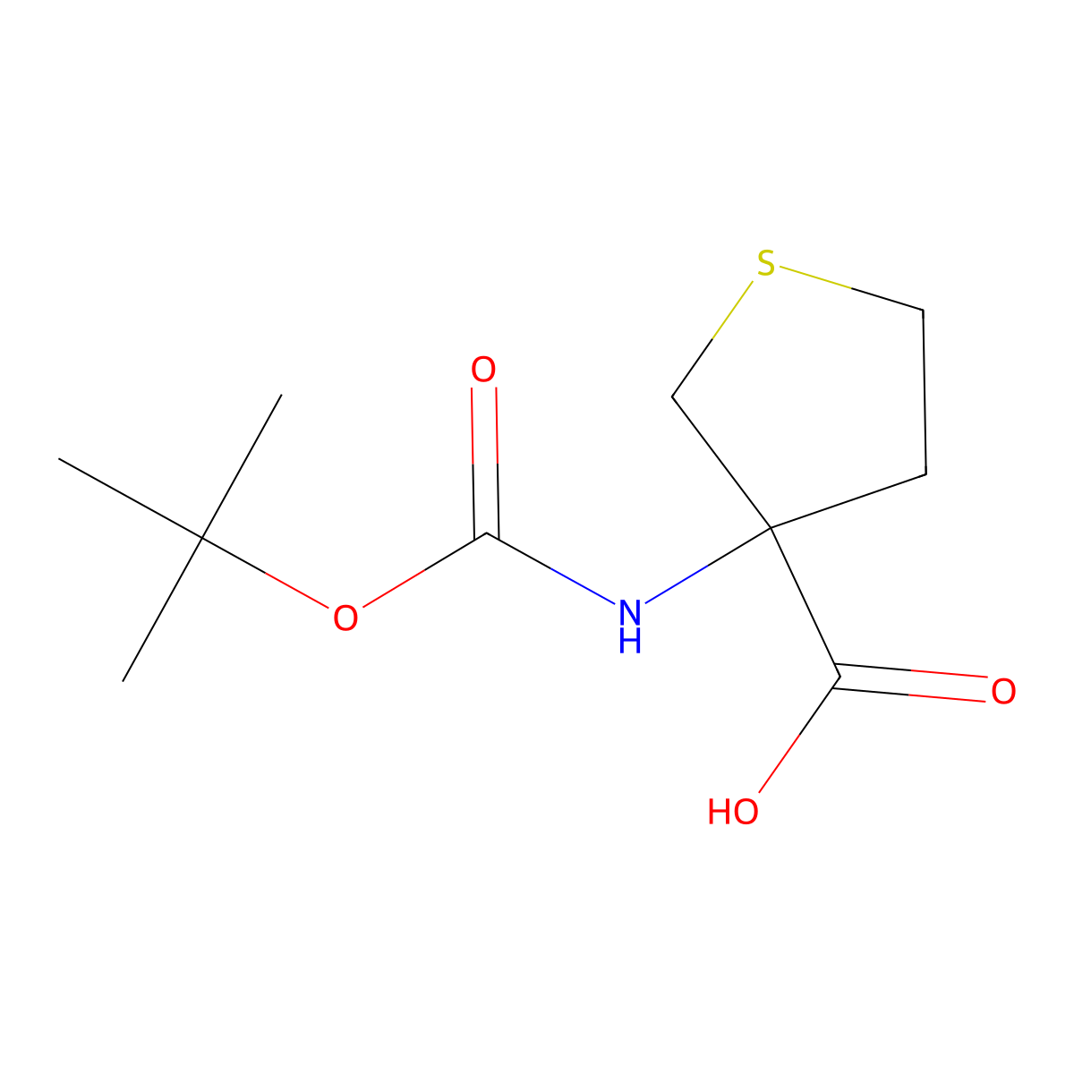 3-(((Tert-butoxy)carbonyl)amino)thiolane-3-carboxylic acid molecular structure, CAS 108329-86-8