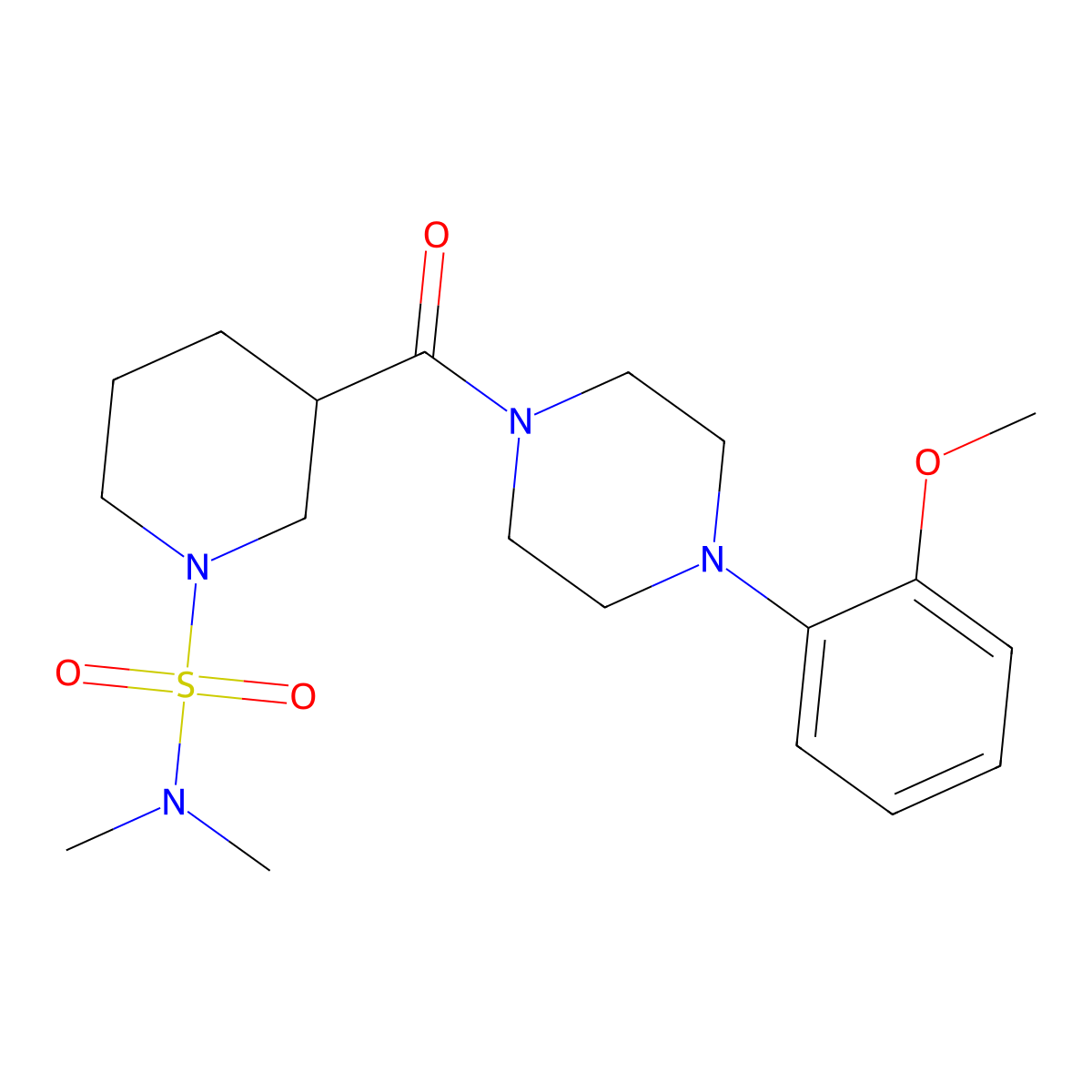 3-{[4-(2-methoxyphenyl)piperazin-1-yl]carbonyl}-N,N-dimethylpiperidine-1-sulfonamide molecular structure, CAS 1083294-40-9