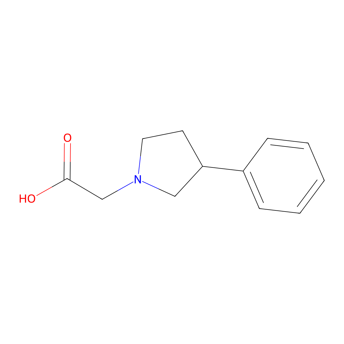 2-(3-Phenylpyrrolidin-1-yl)acetic acid molecular structure, CAS 1083299-34-6