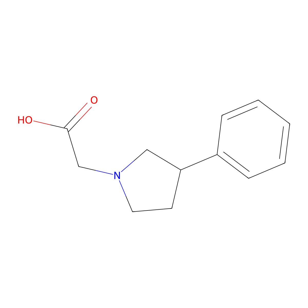 2-(3-Phenylpyrrolidin-1-yl)acetic acid molecular structure, CAS 1083299-34-6