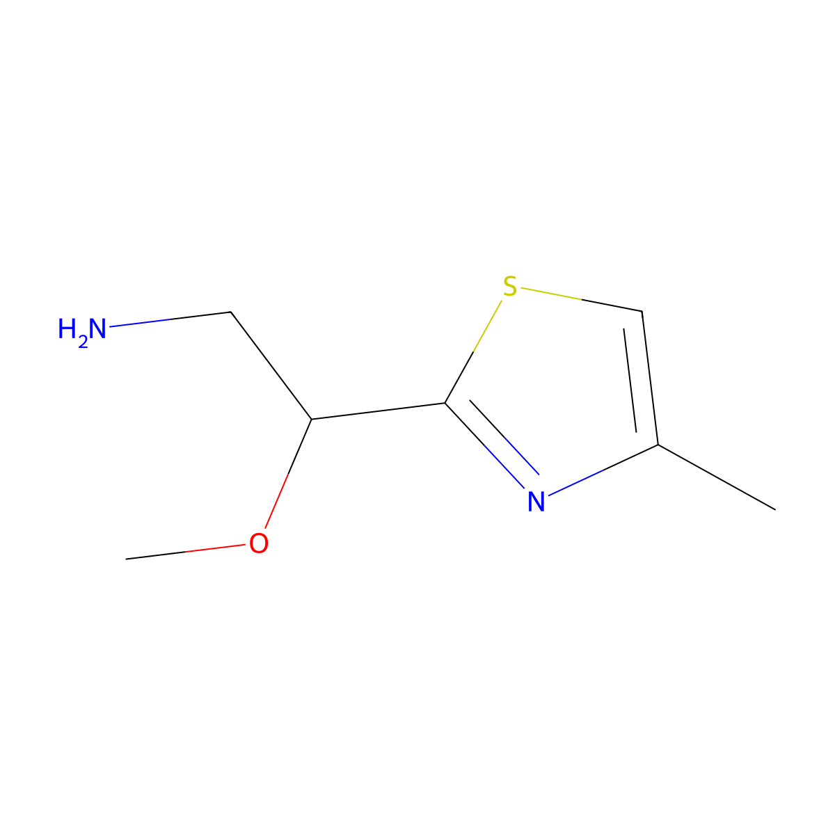 2-Methoxy-2-(4-methyl-1,3-thiazol-2-yl)ethan-1-amine molecular structure, CAS 1083299-46-0