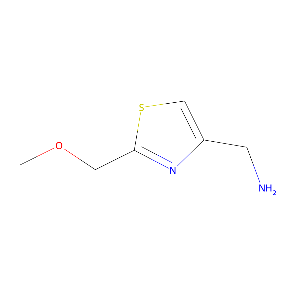(2-(Methoxymethyl)-1,3-thiazol-4-yl)methanamine molecular structure, CAS 1083299-58-4