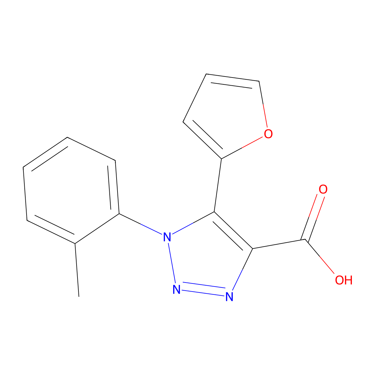 5-(furan-2-yl)-1-(2-methylphenyl)-1H-1,2,3-triazole-4-carboxylic acid molecular structure, CAS 1083308-10-4