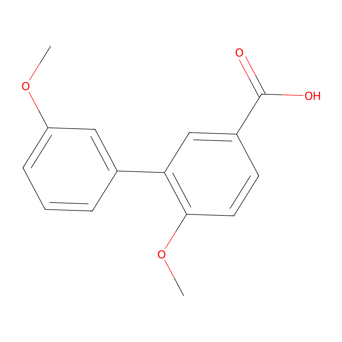 3',6-Dimethoxy-(1,1'-biphenyl)-3-carboxylic acid molecular structure, CAS 1083313-05-6