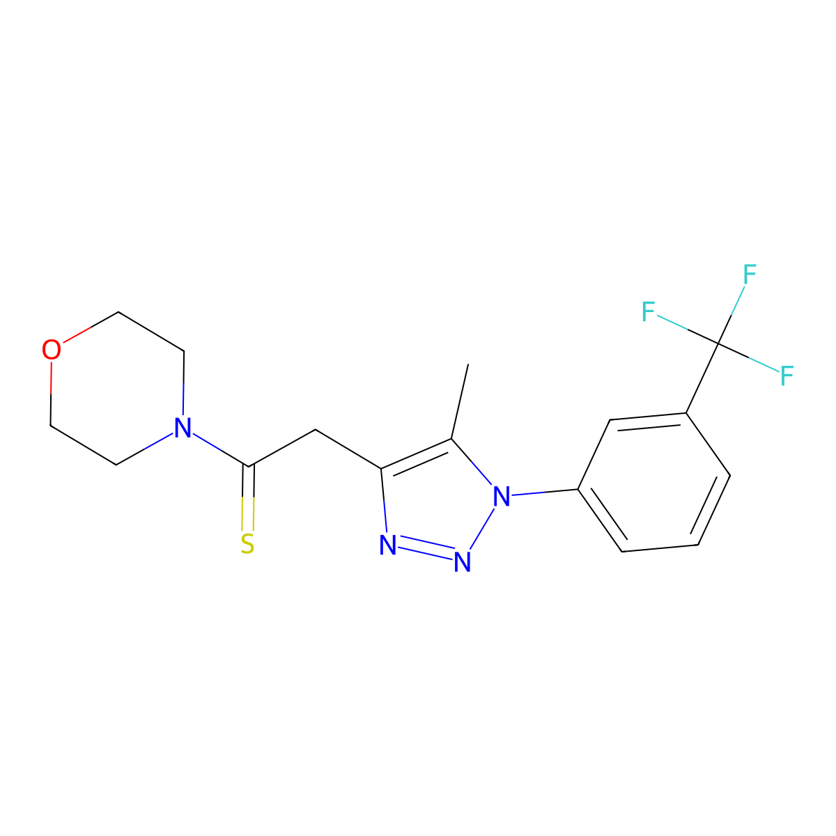 2-{5-methyl-1-[3-(trifluoromethyl)phenyl]-1H-1,2,3-triazol-4-yl}-1-(morpholin-4-yl)ethanethione molecular structure, CAS 1083317-06-9