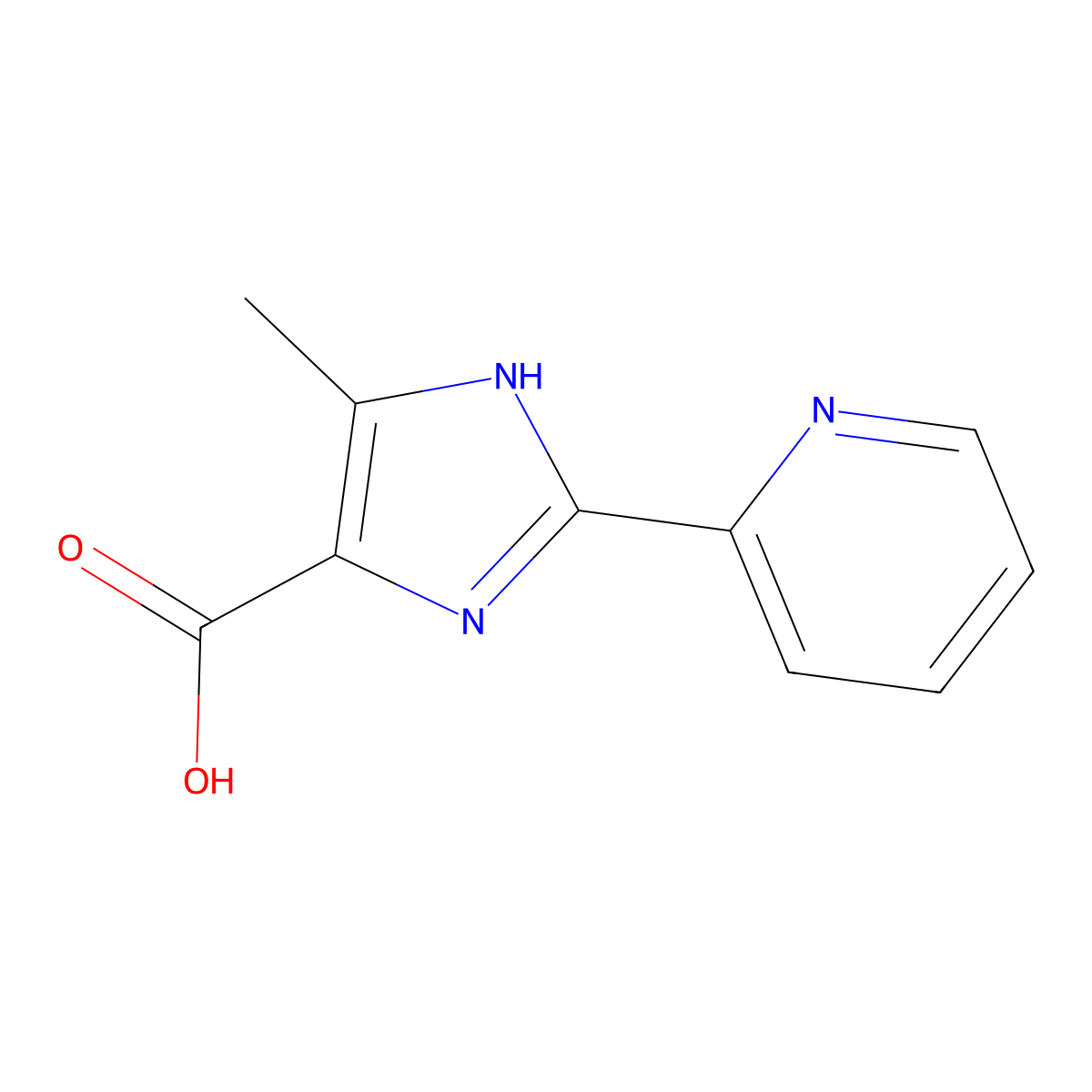 4-Methyl-2-(2-pyridinyl)-1H-imidazole-5-carboxylic acid molecular structure, CAS 1083318-27-7