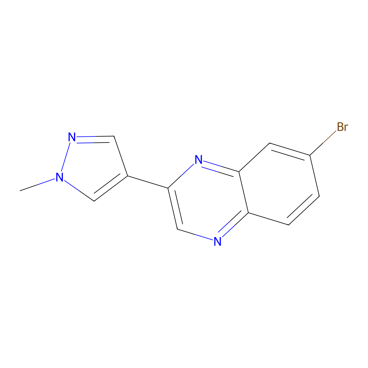 7-bromo-2-(1-methyl-1H-pyrazol-4-yl)quinoxaline molecular structure, CAS 1083325-87-4