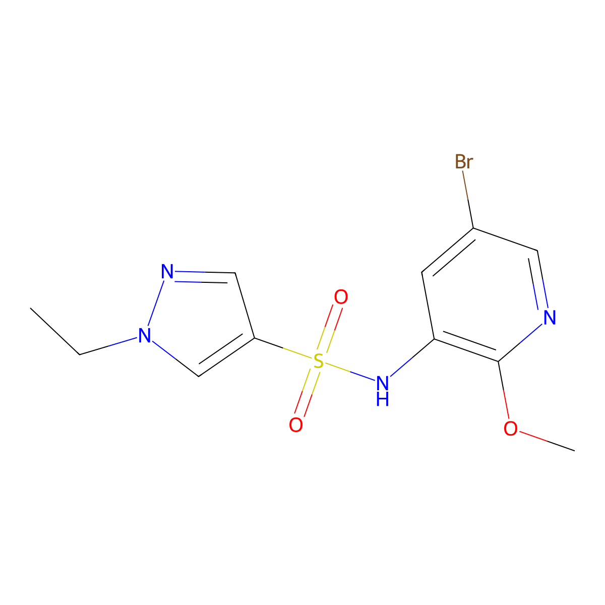 N-(5-bromo-2-methoxypyridin-3-yl)-1-ethyl-1H-pyrazole-4-sulfonamide molecular structure, CAS 1083326-09-3
