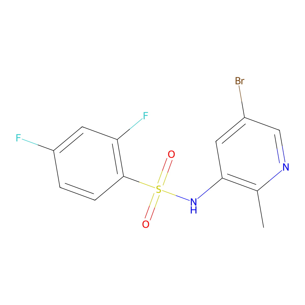 N-(5-bromo-2-methylpyridin-3-yl)-2,4-difluorobenzenesulfonamide molecular structure, CAS 1083326-22-0
