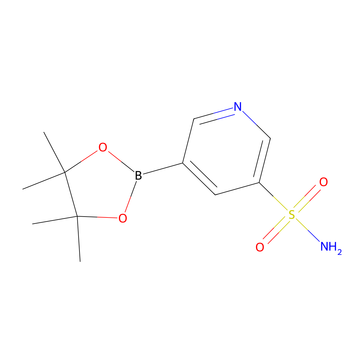 5-(4,4,5,5-Tetramethyl-1,3,2-dioxaborolan-2-yl)pyridine-3-sulfonamide molecular structure, CAS 1083326-26-4