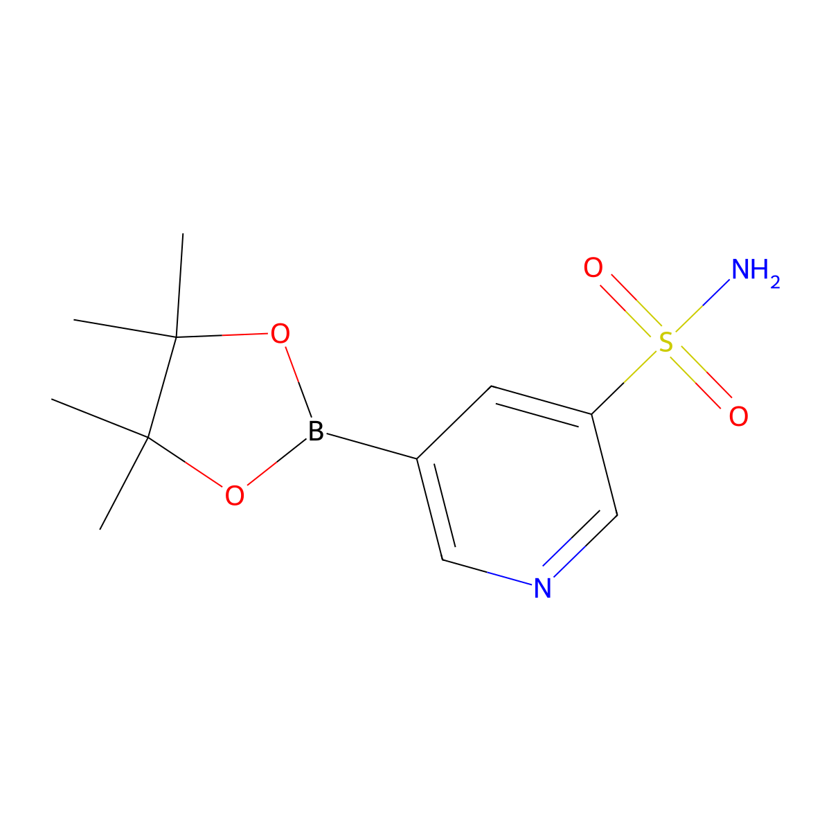 5-(4,4,5,5-Tetramethyl-1,3,2-dioxaborolan-2-yl)pyridine-3-sulfonamide molecular structure, CAS 1083326-26-4