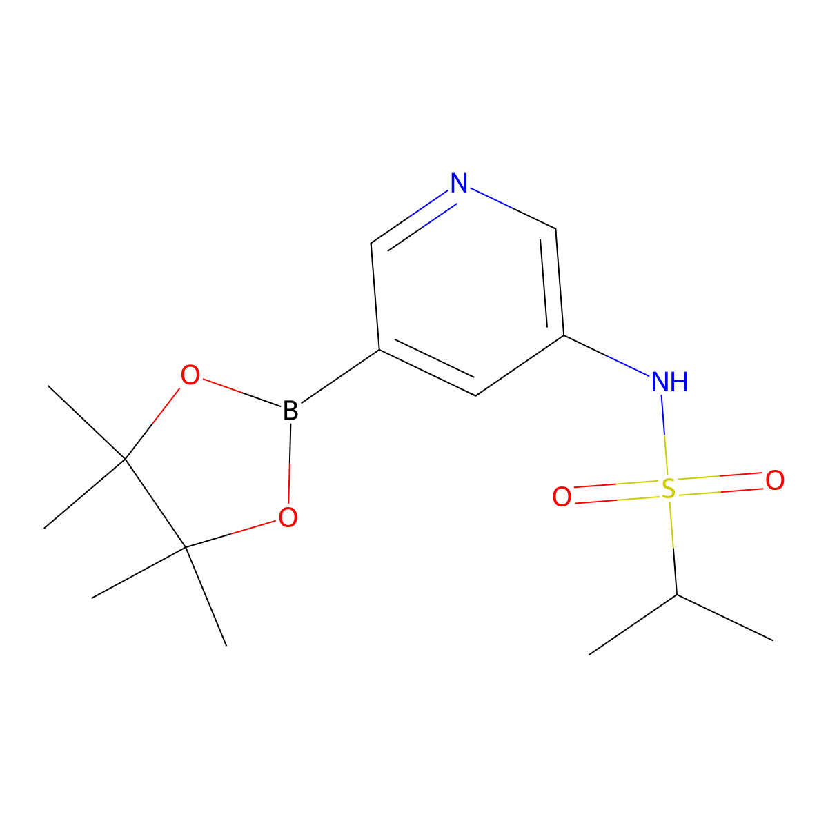 N-(5-(4,4,5,5-tetramethyl-1,3,2-dioxaborolan-2-yl)pyridin-3-yl)propane-2-sulfonamide molecular structure, CAS 1083326-57-1