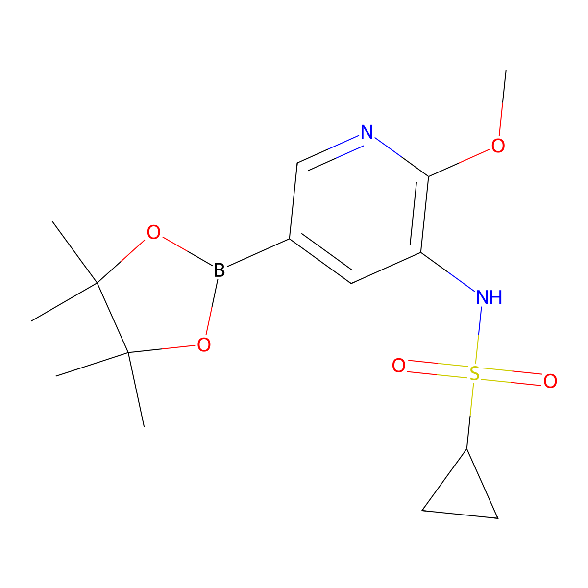 N-(2-Methoxy-5-(4,4,5,5-tetramethyl-1,3,2-dioxaborolan-2-yl)pyridin-3-yl)cyclopropanesulfonamide molecular structure, CAS 1083326-71-9
