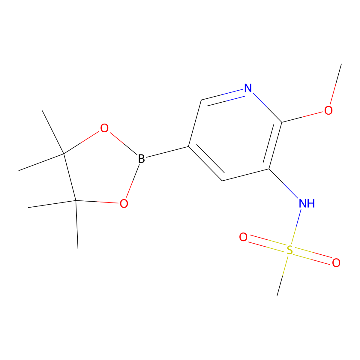 N-(2-Methoxy-5-(4,4,5,5-tetramethyl-1,3,2-dioxaborolan-2-yl)pyridin-3-yl)methanesulfonamide molecular structure, CAS 1083326-75-3