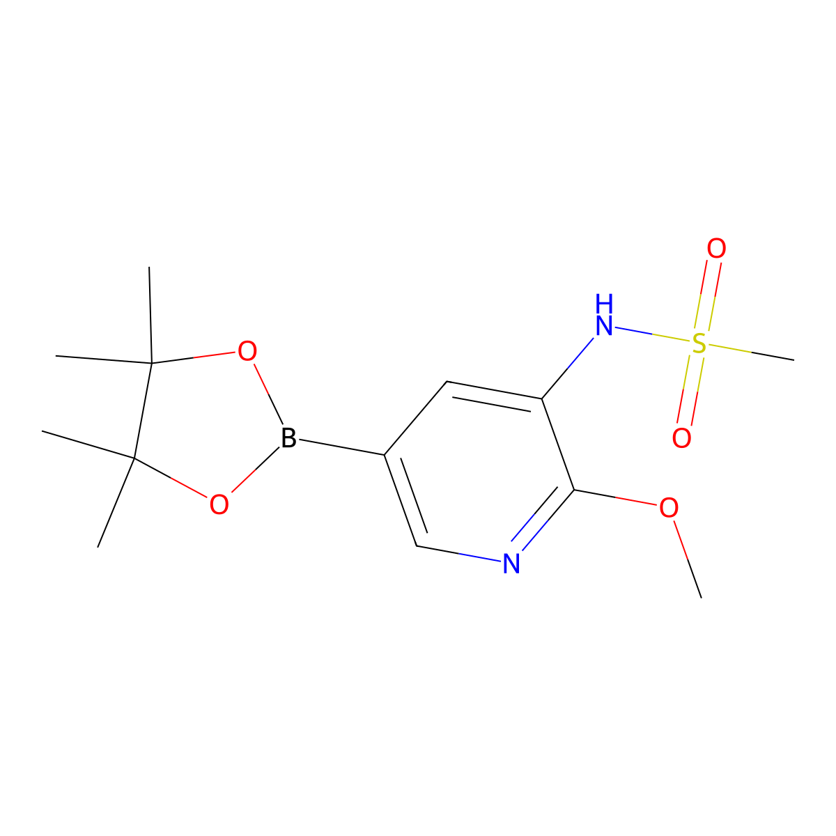 N-(2-Methoxy-5-(4,4,5,5-tetramethyl-1,3,2-dioxaborolan-2-yl)pyridin-3-yl)methanesulfonamide molecular structure, CAS 1083326-75-3