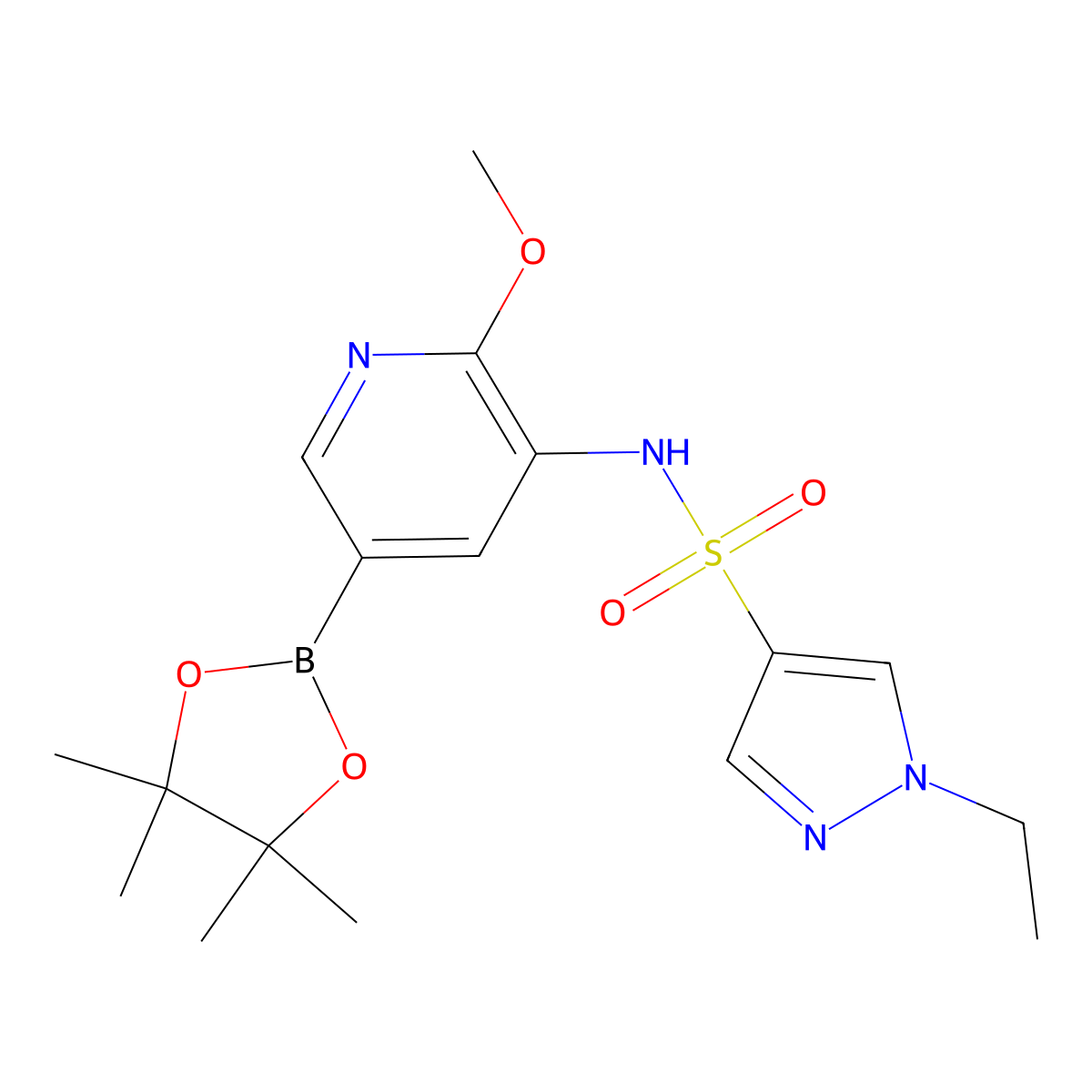 5-(1-Ethyl-1H-pyrazole-4-sulfonamido)-6-methoxypyridine-3-boronic acid pinacol ester molecular structure, CAS 1083326-81-1