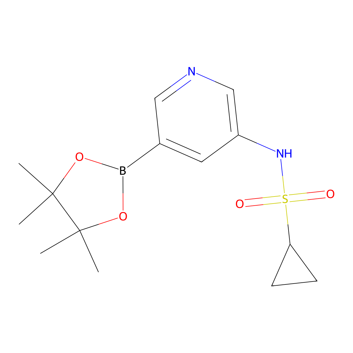 N-(5-(4,4,5,5-tetramethyl-1,3,2-dioxaborolan-2-yl)pyridin-3-yl)cyclopropanesulfonamide molecular structure, CAS 1083327-53-0