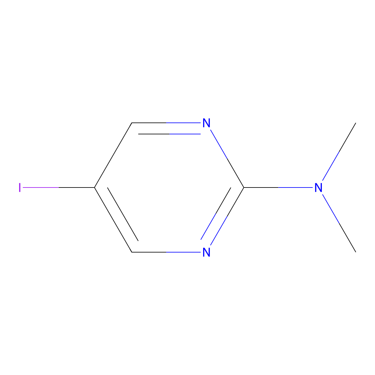 5-iodo-N,N-dimethylpyrimidin-2-amine molecular structure, CAS 1083329-41-2