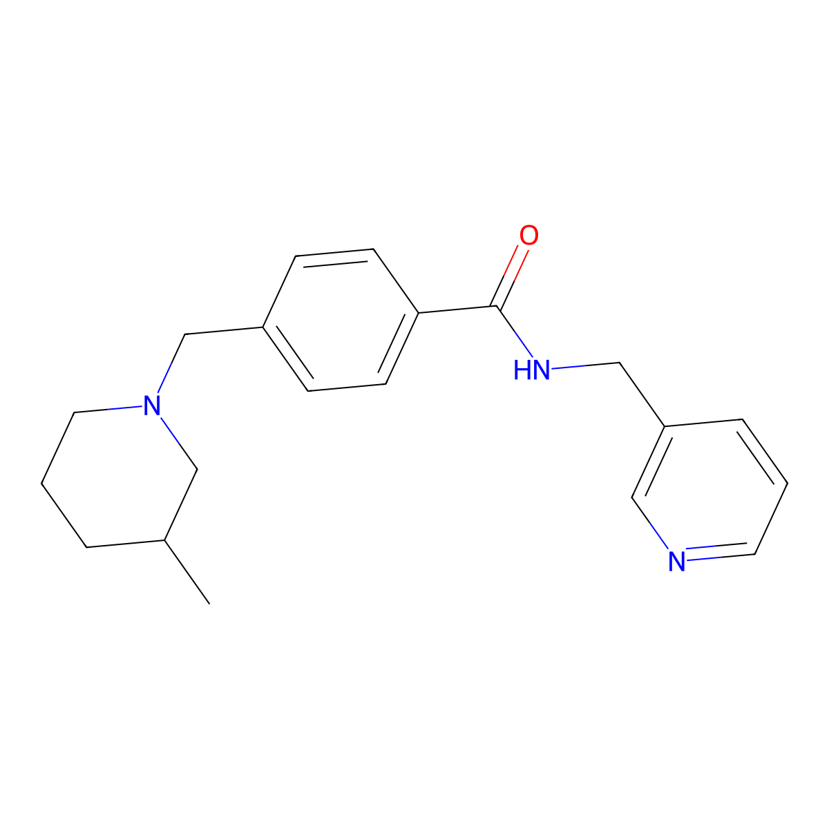 4-[(3-methylpiperidin-1-yl)methyl]-N-(pyridin-3-ylmethyl)benzamide molecular structure, CAS 1083332-29-9